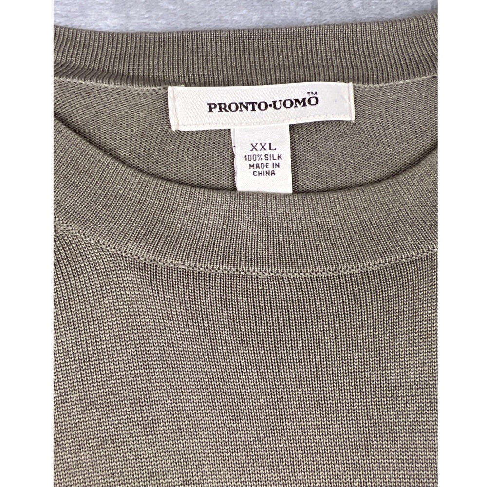 Pronto Uomo Men's 100% Silk Sweater XXL New Short Sleeve Crewneck Sticker Tag